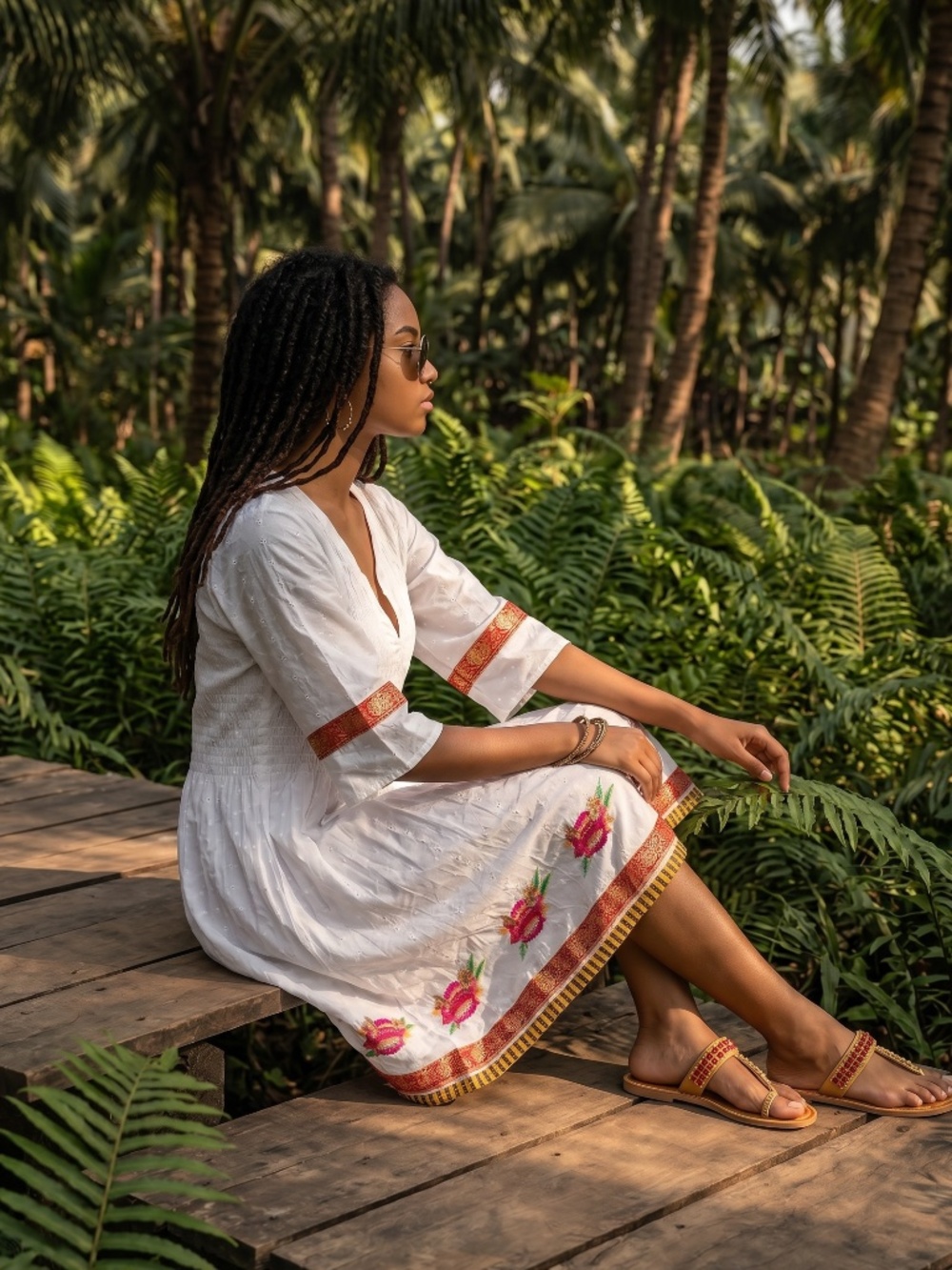 Beautifully embroidered Ruby Yaya white 100% cotton dress